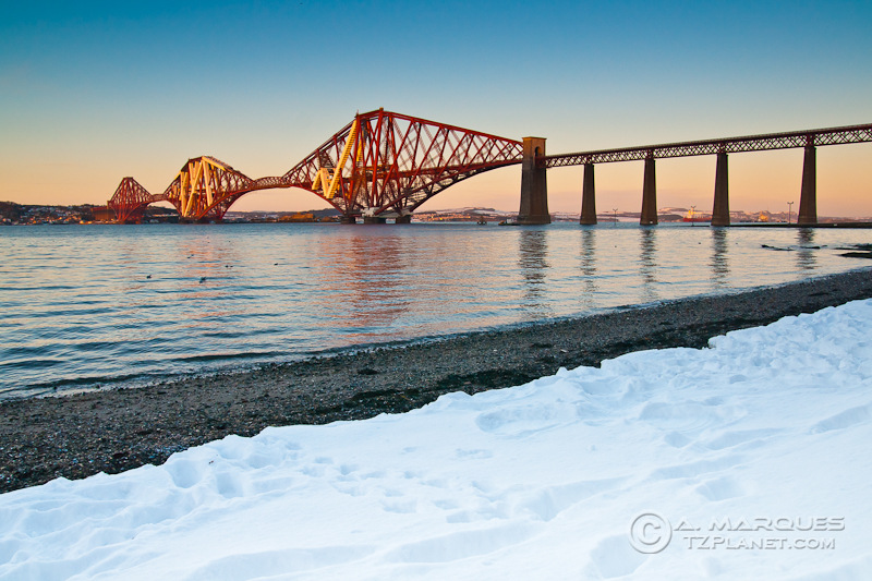 Forth Rail Bridge At Sunset (with Snow)