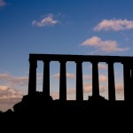 National Monument of Scotland in silhouette
